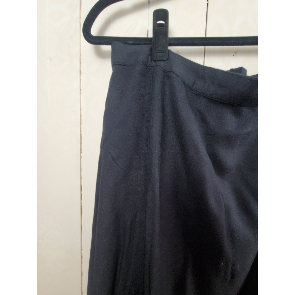 Womens Black Flowy Knee Length Skirt Side Slit Elastic Waist XL Cotton Blend - Picture 5 of 8